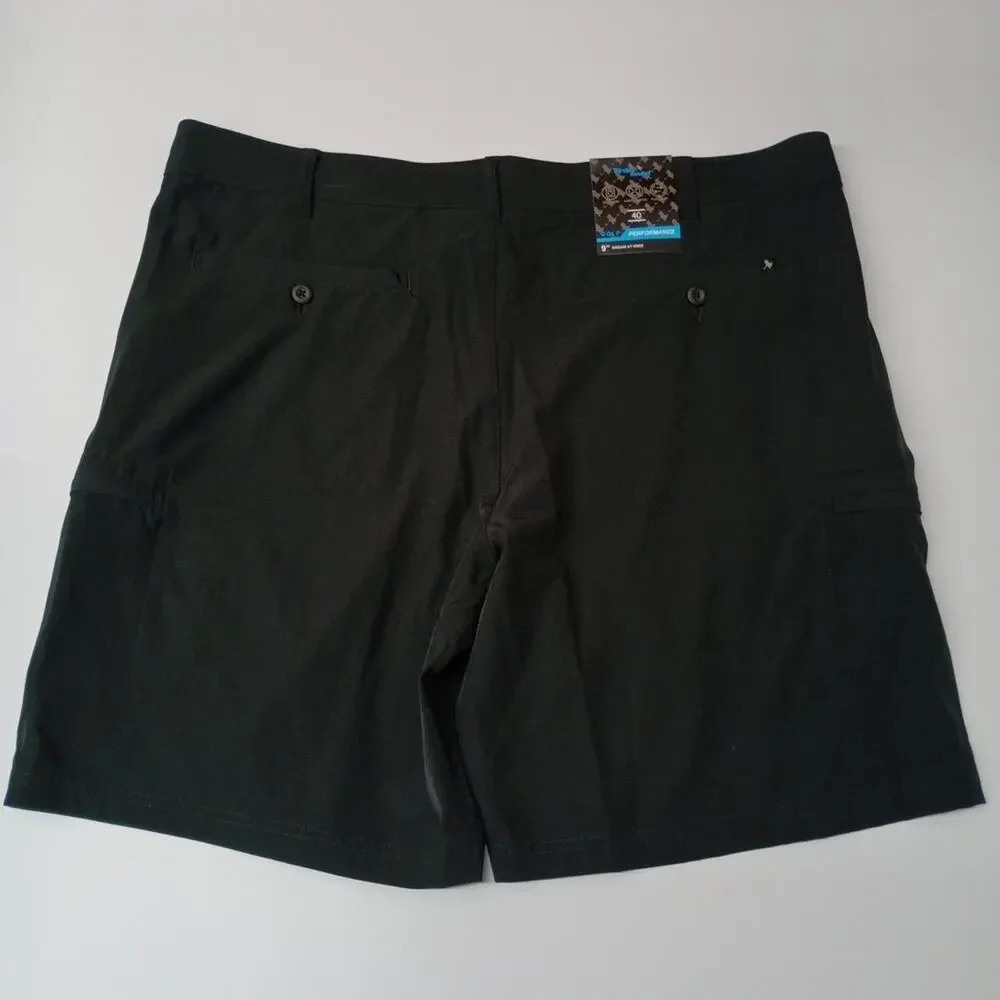 Birdie Bound Cargo Shorts Men's 40x9 Ultimate Black Stretch Easy Care Flex Waist
